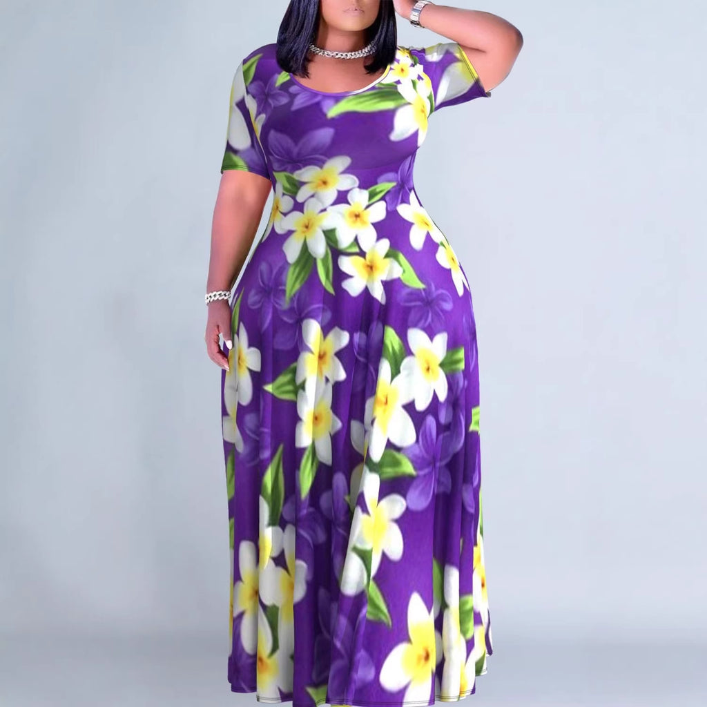 Women's Floral Print Round Neck Exotic Vacation Style Dress