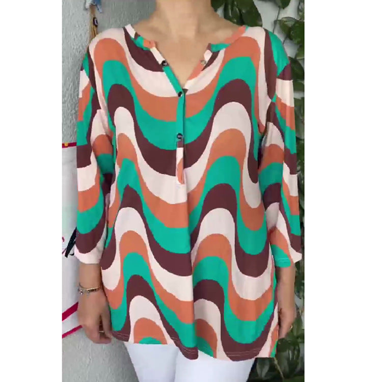 Women's Trade Clothes Summer Printed Sleeve Mom Women's T-shirt