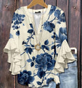 Women's Creative Floral Element Print Casual Trend Lotus Women's T-shirt