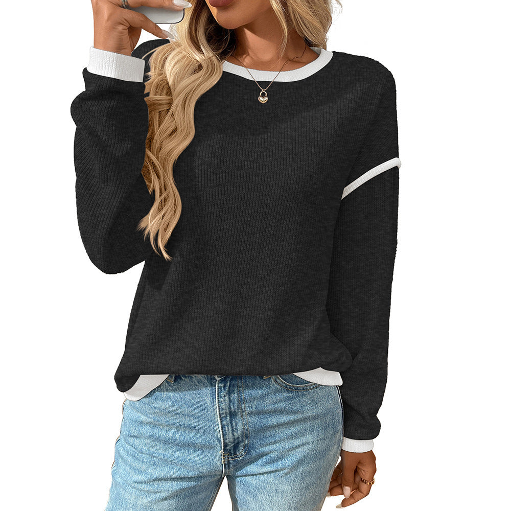 Women's Round Neck Imitation Long Sleeve Loose Women's T-shirt