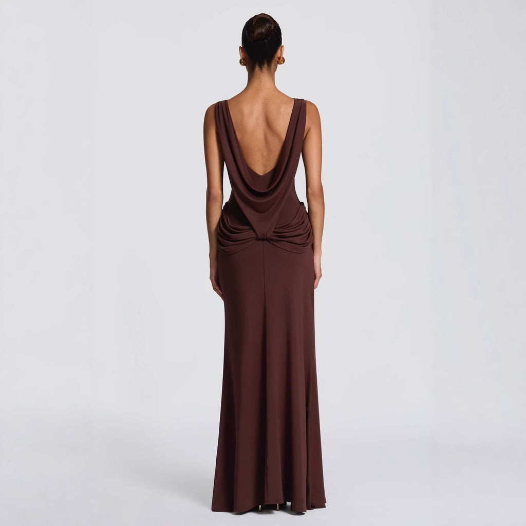 Women's Long-sleeved Pure Desire Draped Long Solid Dress