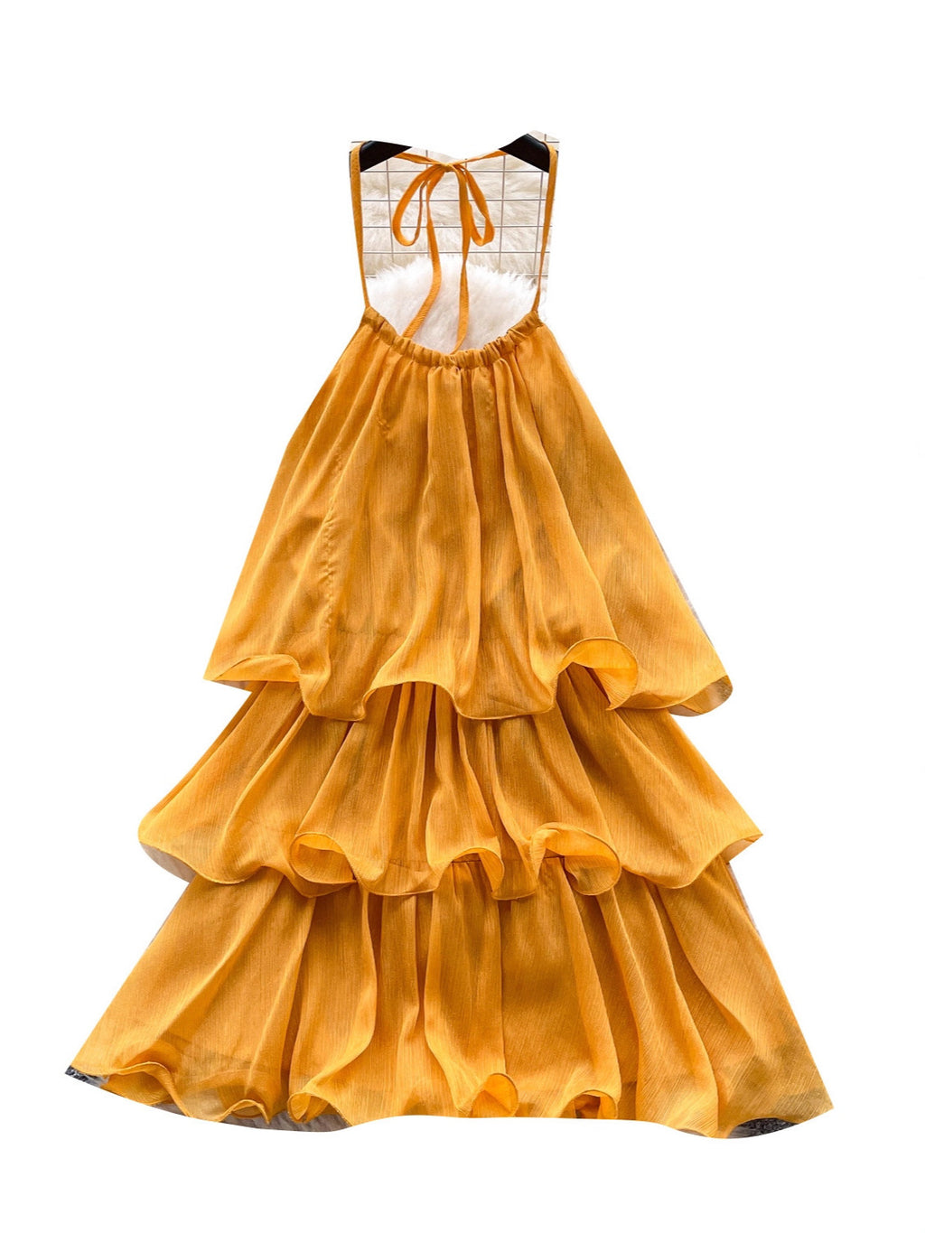 Women's French Atmosphere Halter Spaghetti Straps Ruffled Stitching Cake Dress