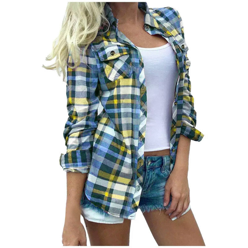 Women's Patchwork Stand-up Collar Long Sleeve Straight Tops