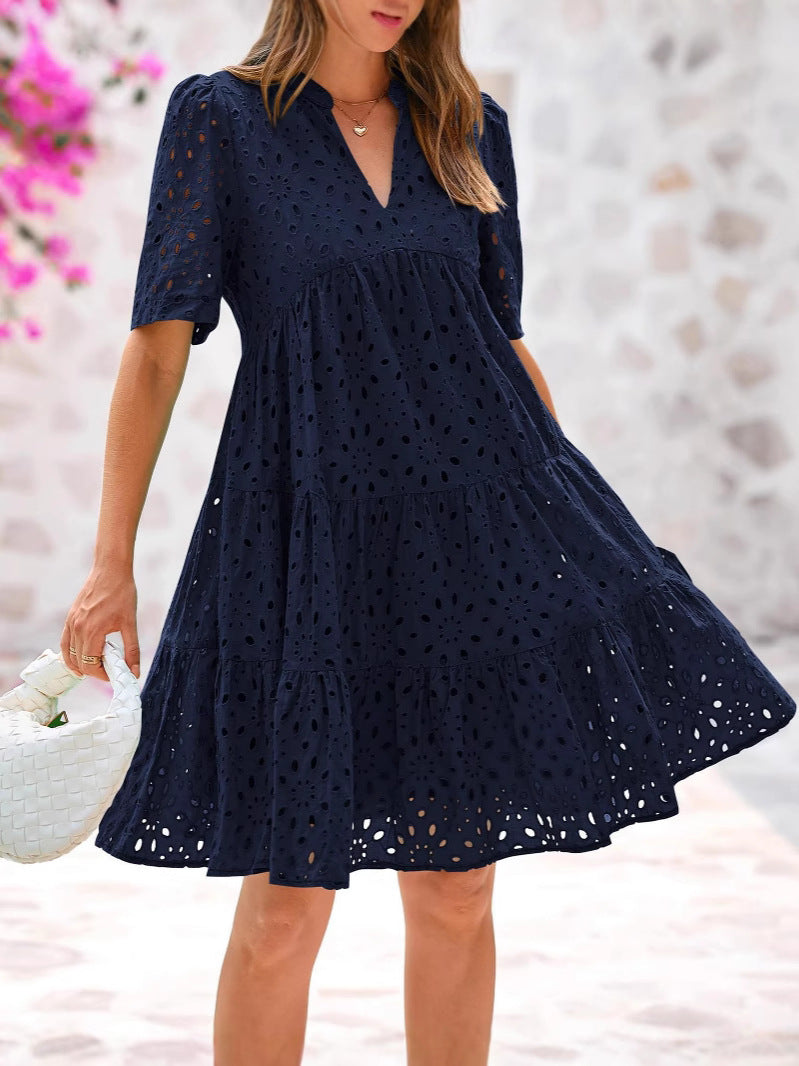 Women's French Style Hollow Lace High-grade A- Dress