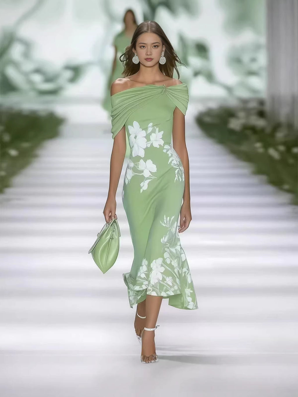 Fashion Printed Slim Summer Temperament Sheath Dress