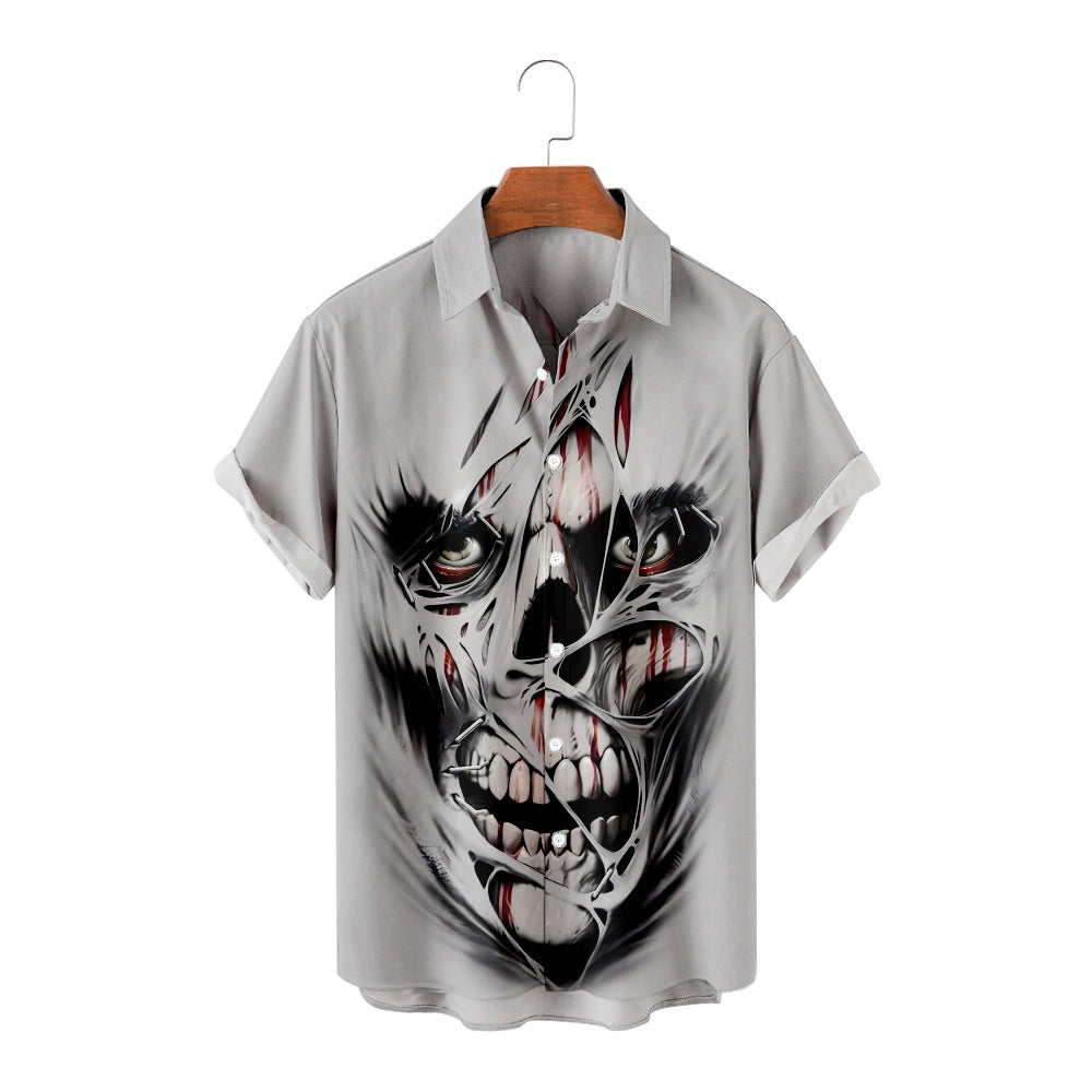 Skull Peripheral Digital Printing Casual Short-sleeved Blouse