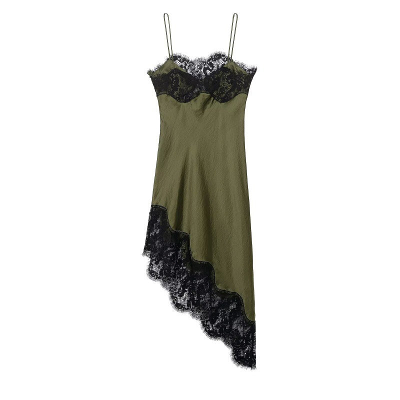 Women's Summer Design Asymmetric Lace Satin Clothing