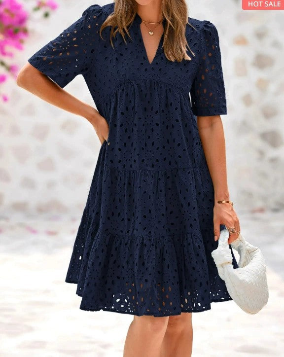 Women's French Style Hollow Lace High-grade A- Dress