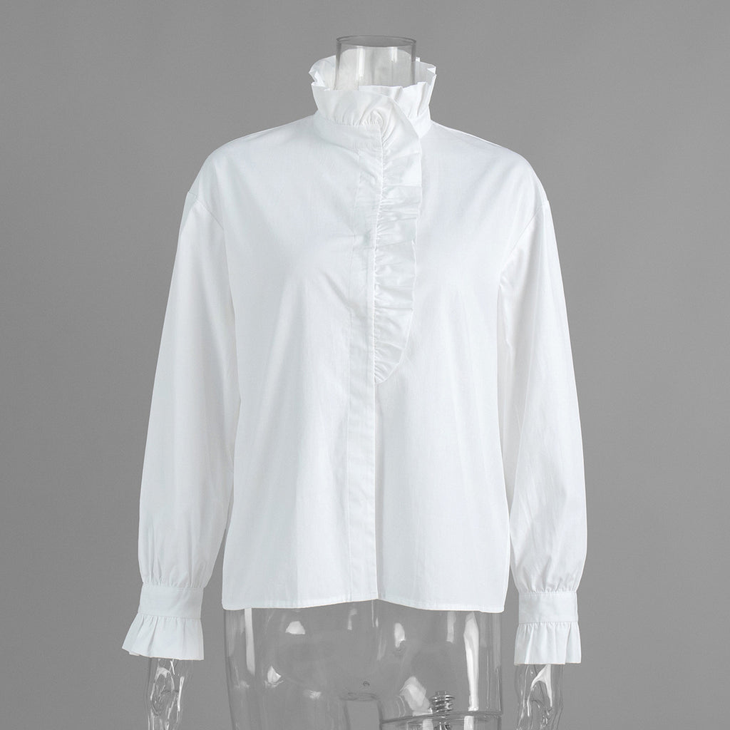 Diagonal Shirt Fashion Design Stand Collar Blouse