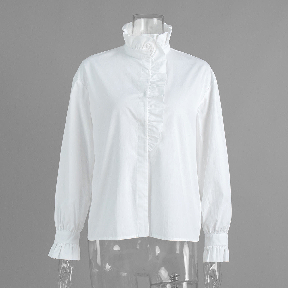 Diagonal Shirt Fashion Design Stand Collar Blouse