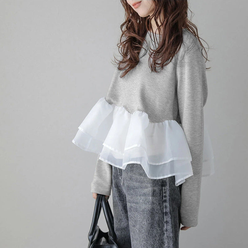 Women's Two Pieces Voile Stitching Thin Long-sleeved Tops