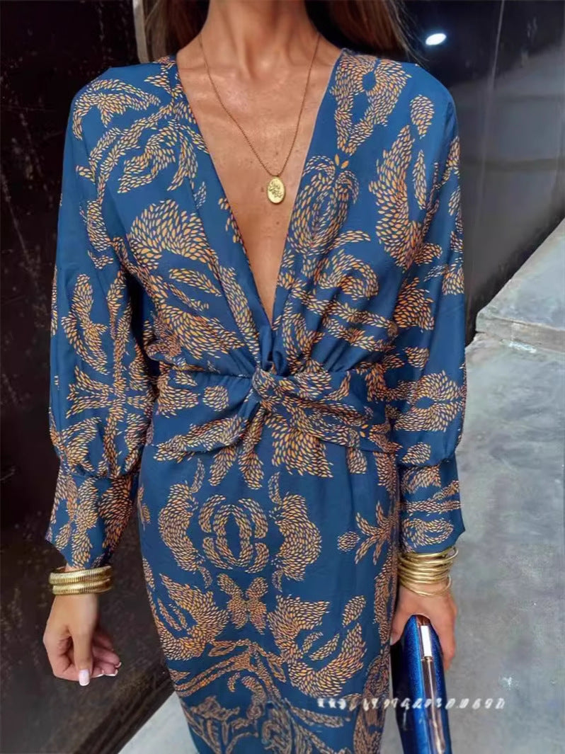 Innovative Charming Women's Autumn Print Mid-length Dress