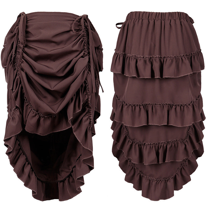 Women's Retro Style Nipped Waist Solid Color Activity Skirts