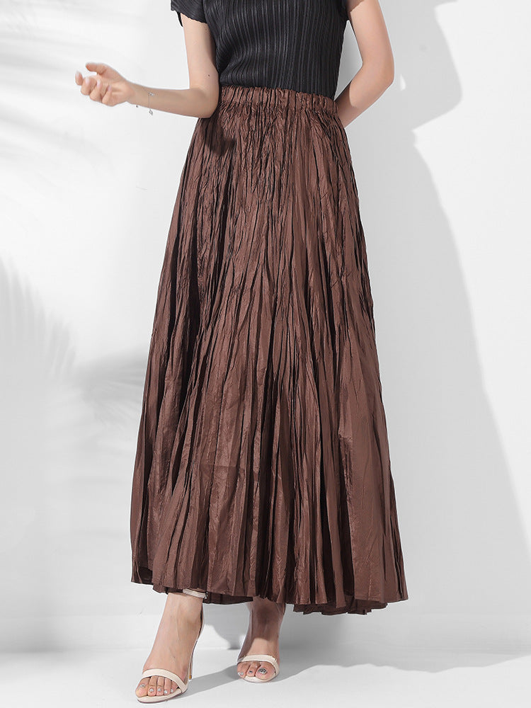 Color Large High Waist Slimming Elastic Casual Skirt