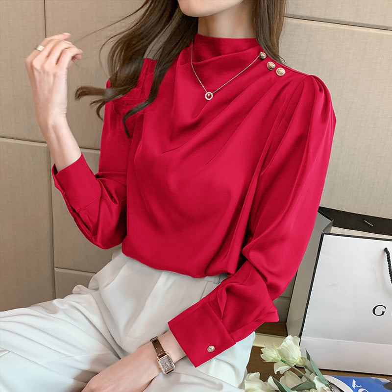 Women's Shirt Puff Sleeve Spring Chiffon Temperament Blouse
