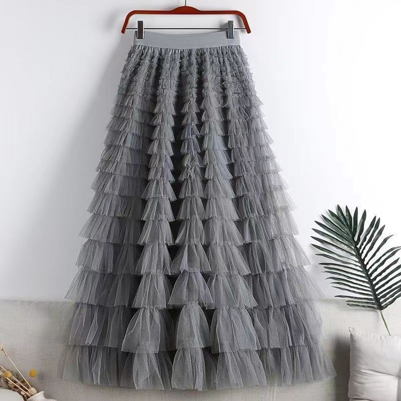 Charming Mesh Stitching Cake Dress Long Skirt