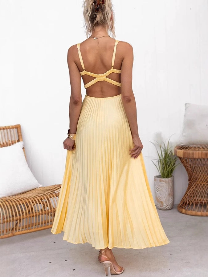 Women's Sling Folding Elegant Sexy Party Backless Dress