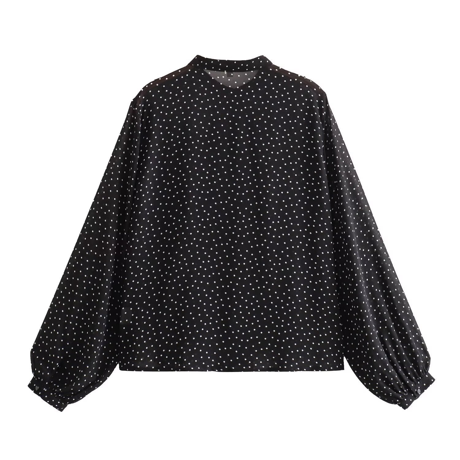 Women's Spring Laminated Decoration Polka Dot Printing Loose Blouse