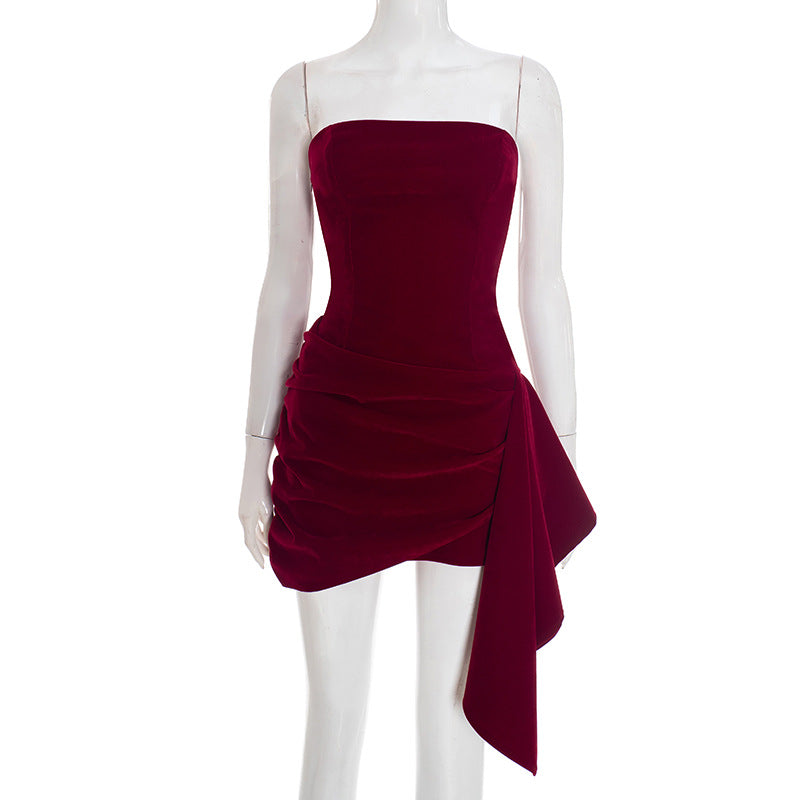 Women's Winter Solid Color Elegant Graceful Suede Simple Tube Dress