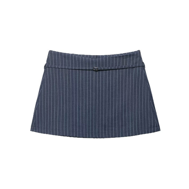 Women's Spring Fashionable Striped Belt Culottes Skirt
