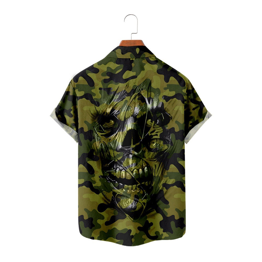 Skull Peripheral Digital Printing Casual Short-sleeved Blouse