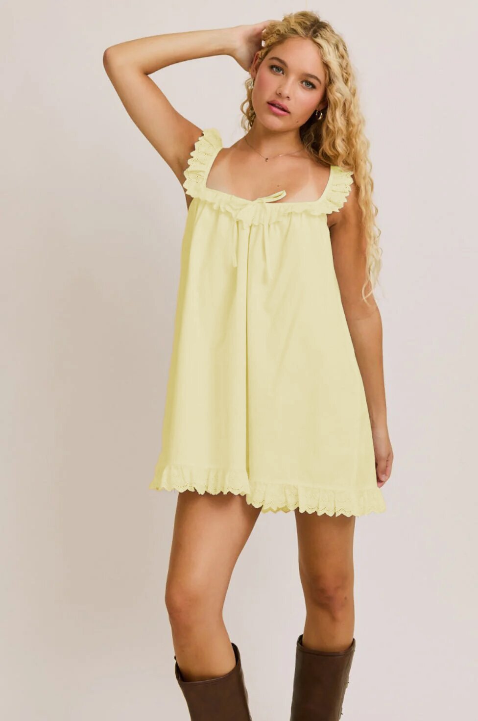 Women's Summer Large Solid Color Lace Retro Dress