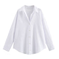 Women's Single Summer Cotton Loose Casual Long Sleeves Oxford Blouse