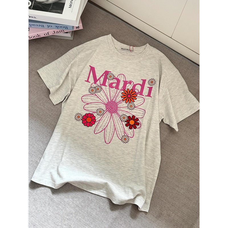 Sleeve Little Daisy Sausage Dog Printed Round Neck Pure Shorts