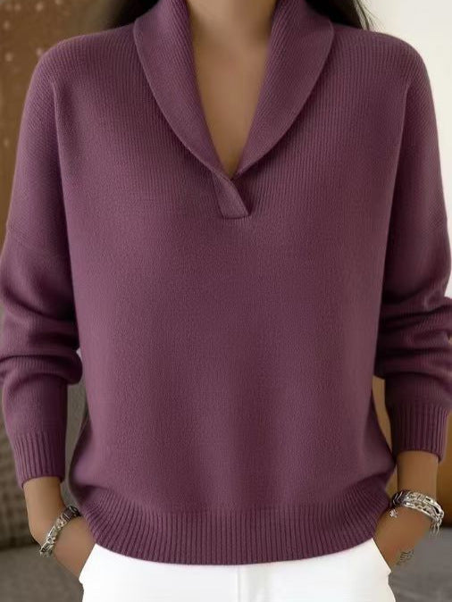Fashion Long Sleeve Solid Color Pullover Women's T-shirt