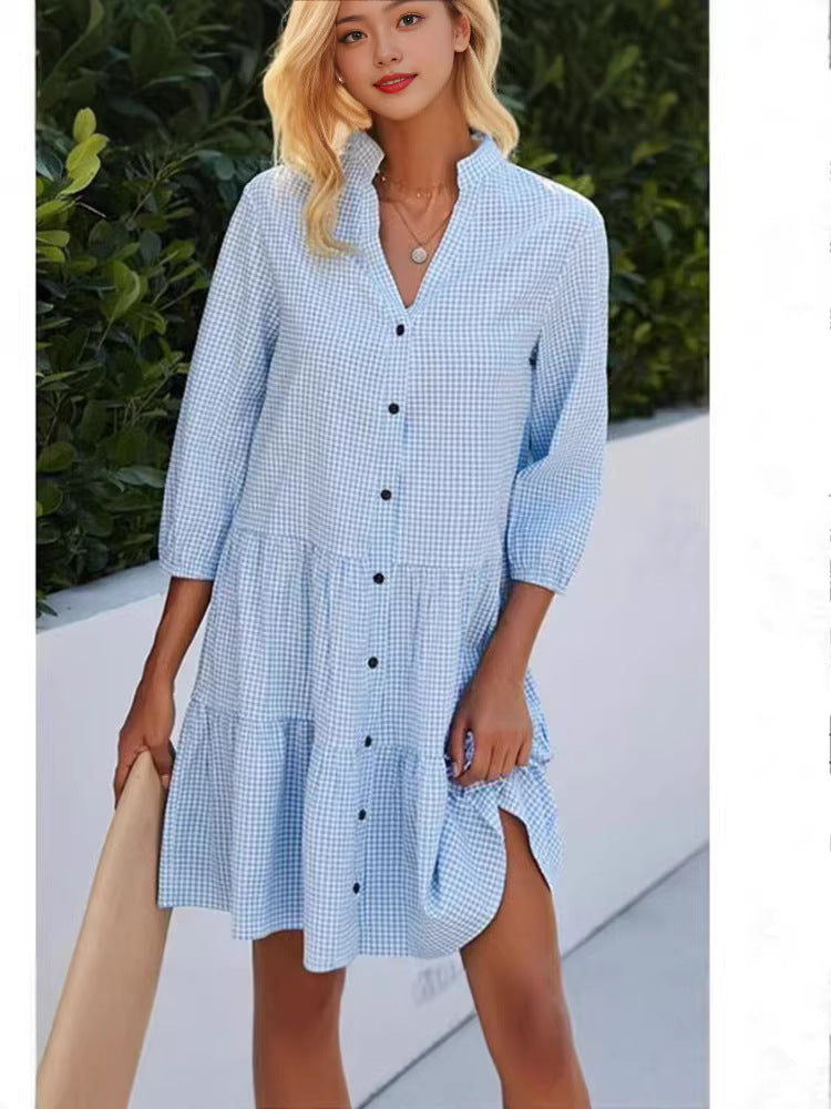 Fashion Plaid Stand Collar Split Sleeve Cardigans
