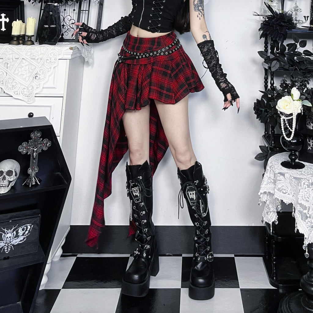 Irregular Plaid Elegant Hot Slim Fit Dark Skirt