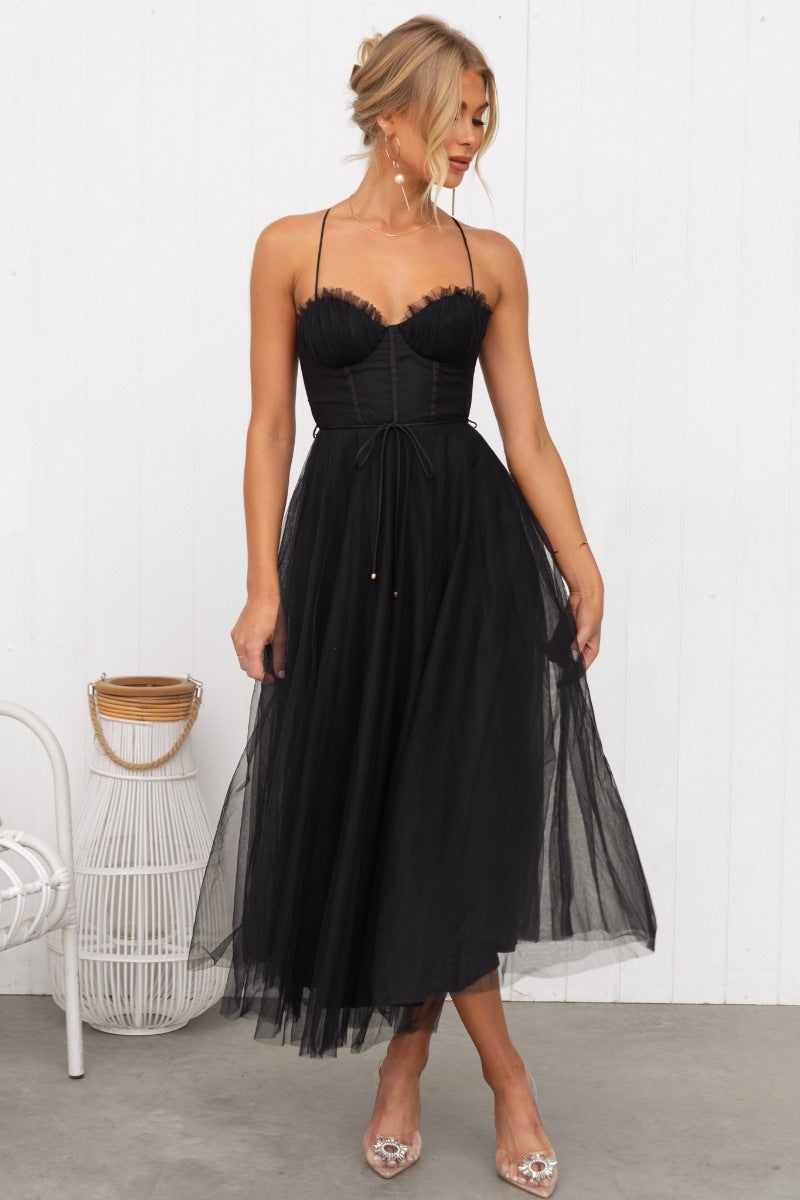 Beautiful Independent Temperament Sexy Straps Tulle Dress