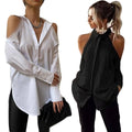 Women's Summer Open Shoulder Width Loose Temperament Shirt Blouse
