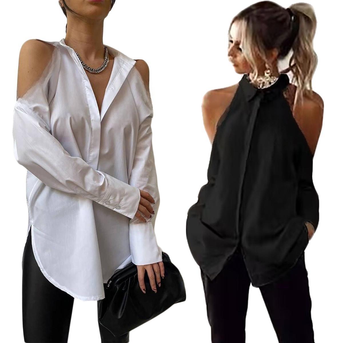 Women's Summer Open Shoulder Width Loose Temperament Shirt Blouse