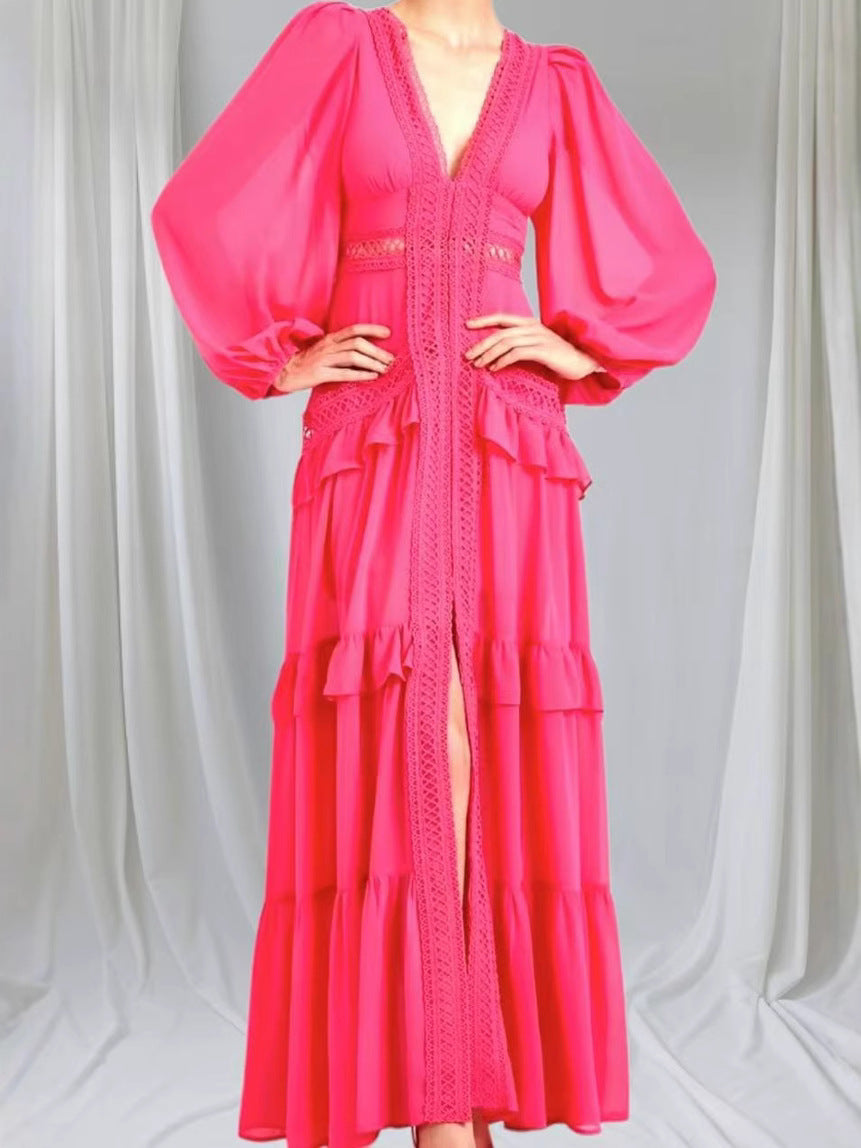 Cool Women's Elegant Stitching Long Sleeve Dress