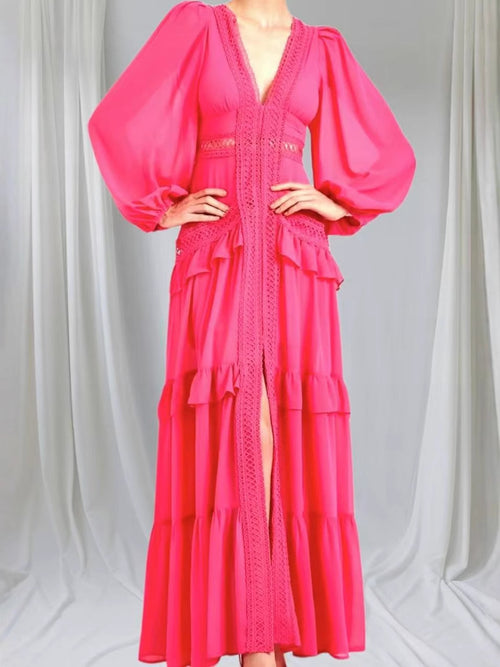 Cool Women's Elegant Stitching Long Sleeve Dress