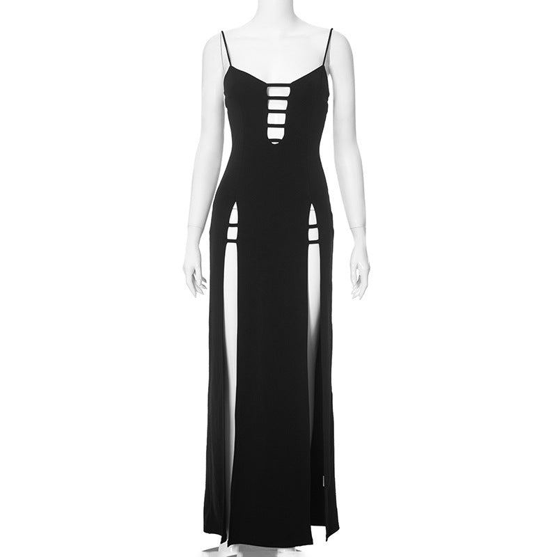 Women's Summer Sexy Camisole Slim High Waist Slit Dress