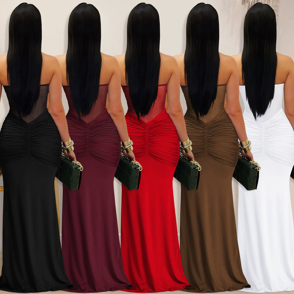 Women's Fashion Wear Sexy Mesh Halter Tied Dress