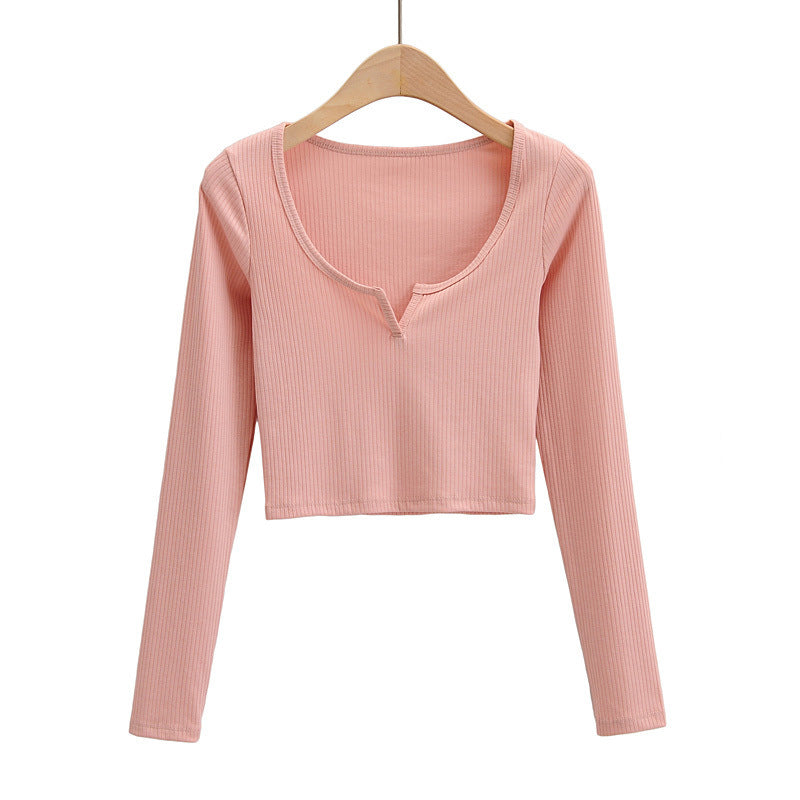 Autumn Solid Color Slim Fit Small Long Sleeve Bottoming Women's T-shirt