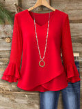 Women's Graceful Fashionable Chiffon Thin Long-sleeved Women's T-shirt