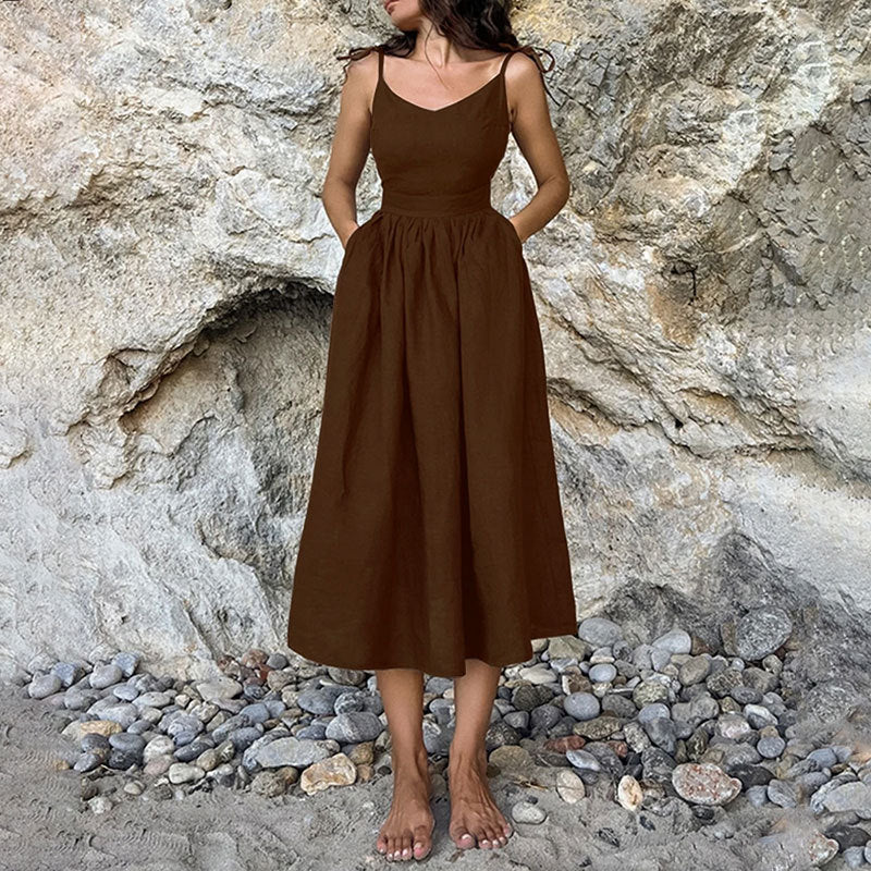 Women's Backless Elegant French Sexy High Waist Fashion Dress