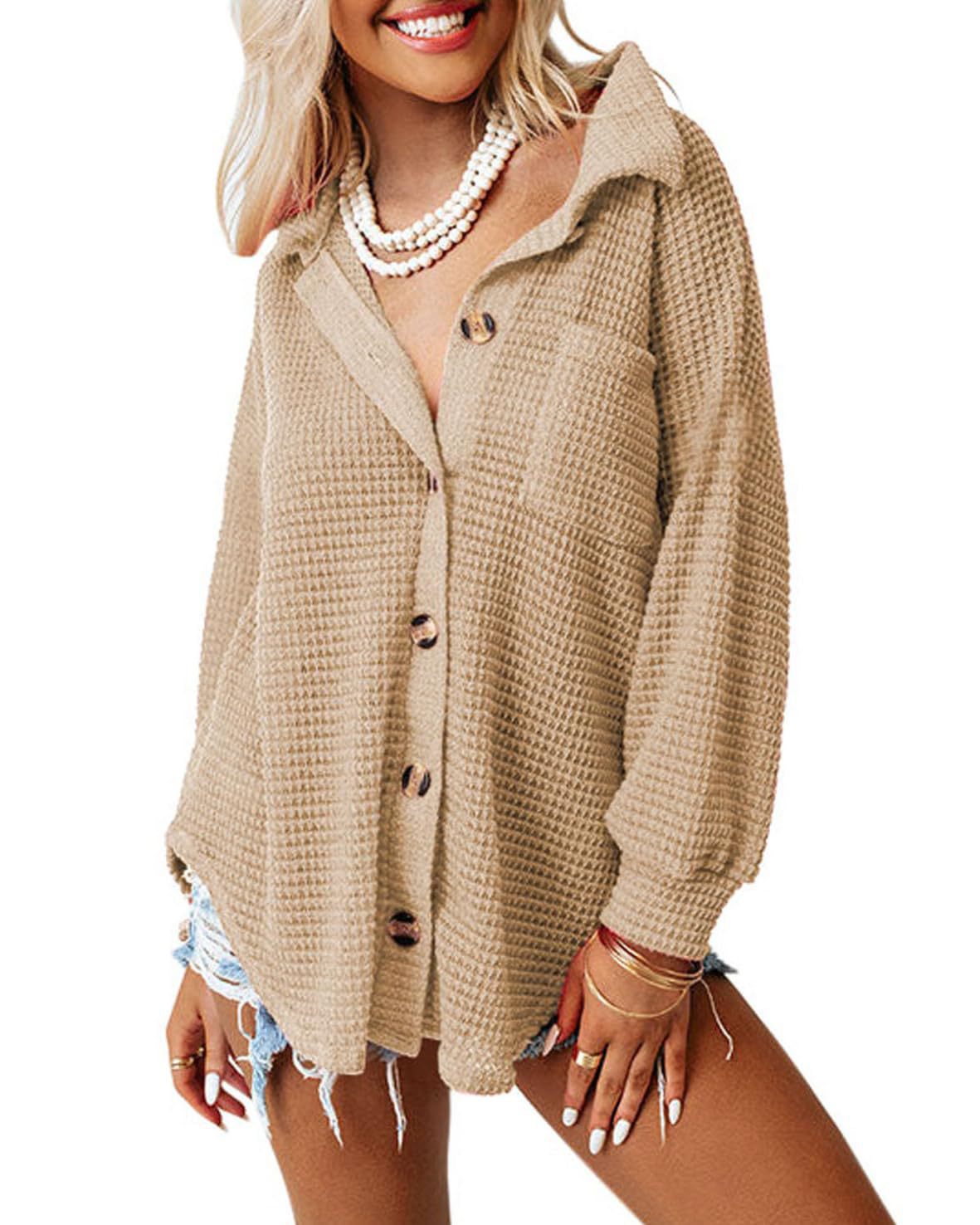Women's Loose Waffle Leisure Commute Shirt Blouse