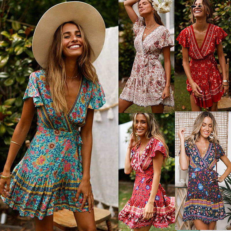 Slouchy Women's Summer Sexy Bohemian Printed Clothing