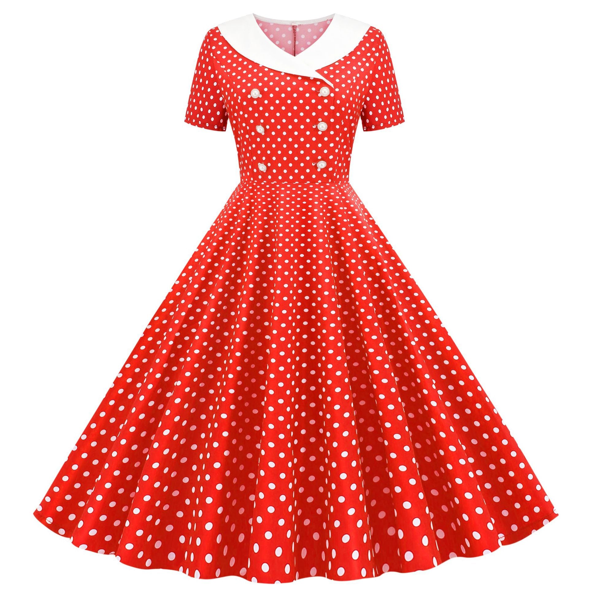 Comfortable Popular Polka Dot Print Swing Dress