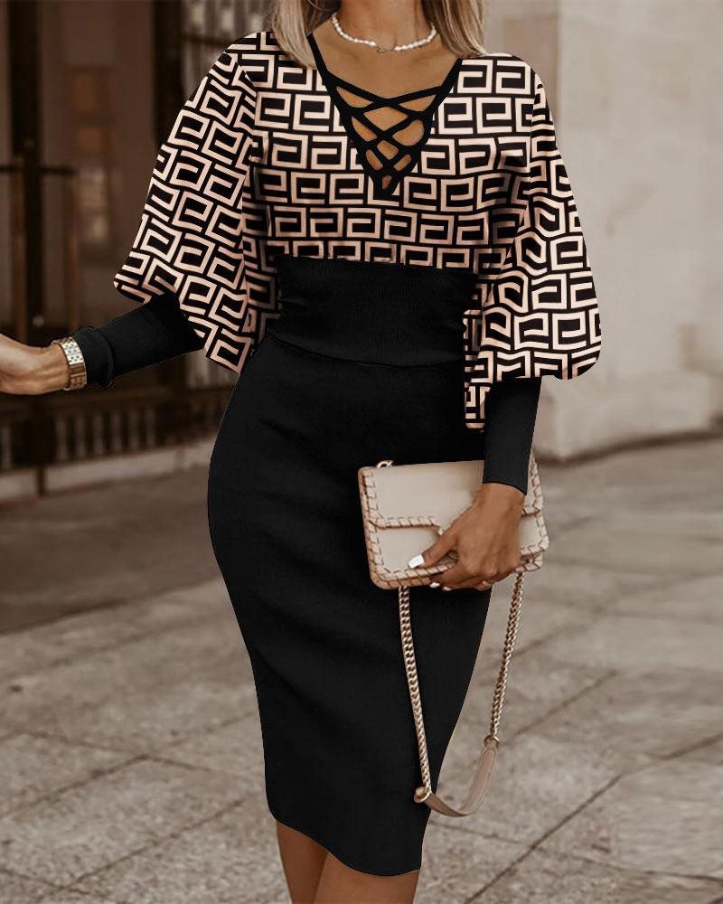 Elegant Stylish Unique Women's Long-sleeved Sheath Dress