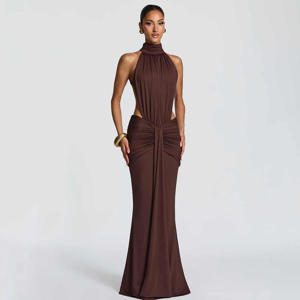 Women's Solid Color Elegant Sexy Slim Fit Backless Dress