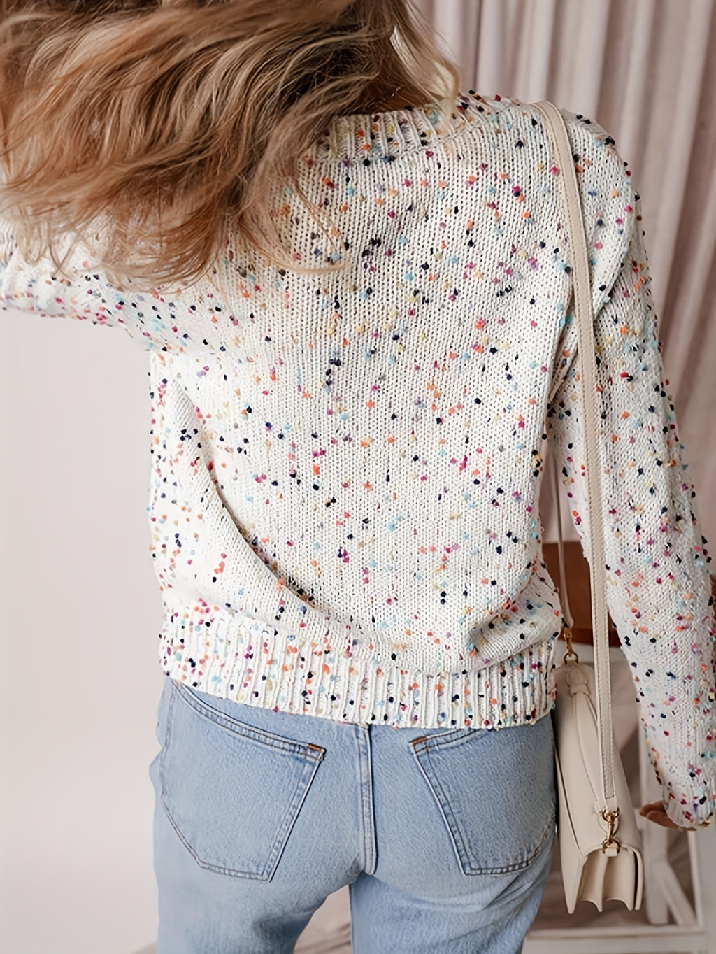 Women's Clothes Autumn Colorful Dot Splicing Pullover Women's Sweater