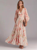 Vacation Style Lantern Sleeve Long French Dress