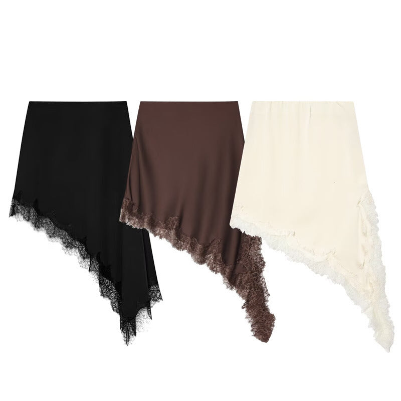 Women's Winter Fashion Simple Asymmetric Lace Skirt