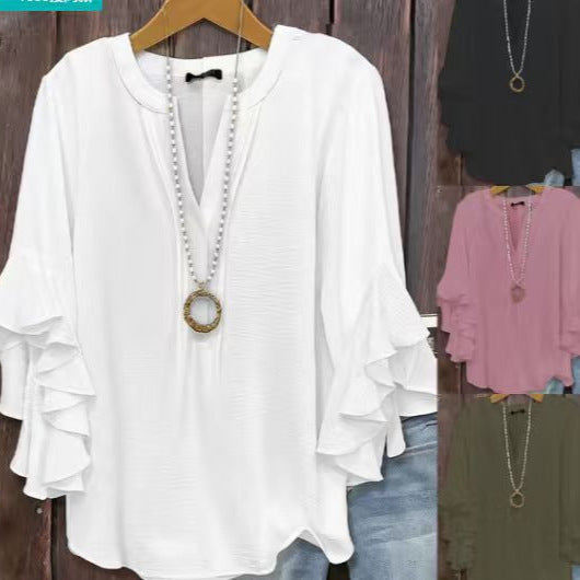Women's Floral Element Print Casual Trend Lotus Tops